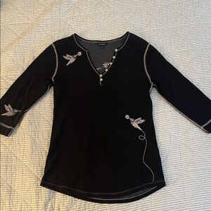 Alp N Rock Black Embroidered Long Sleeve Top